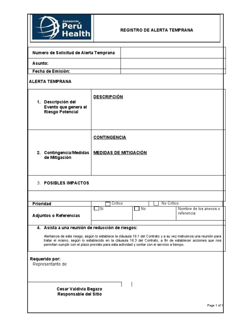 Formato Alertas Tempranas | PDF