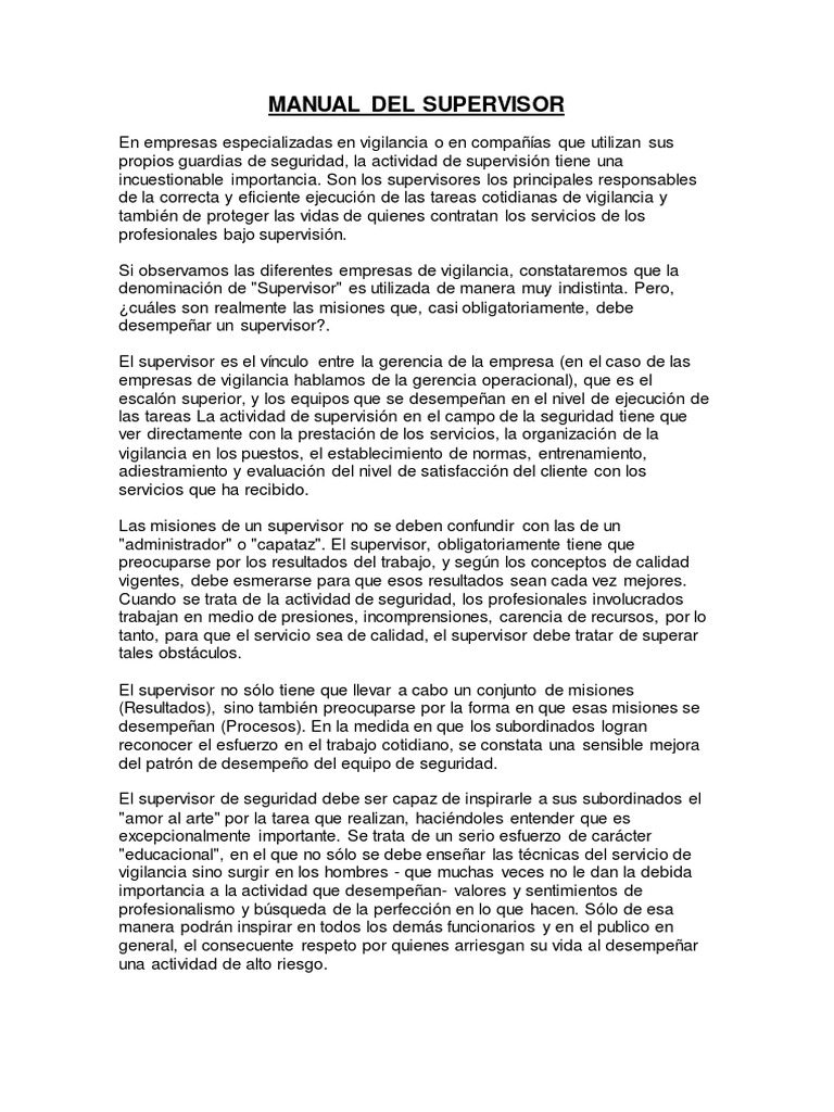 Manual de Supervisión en Seguridad Privada | PDF | Comunicación ...