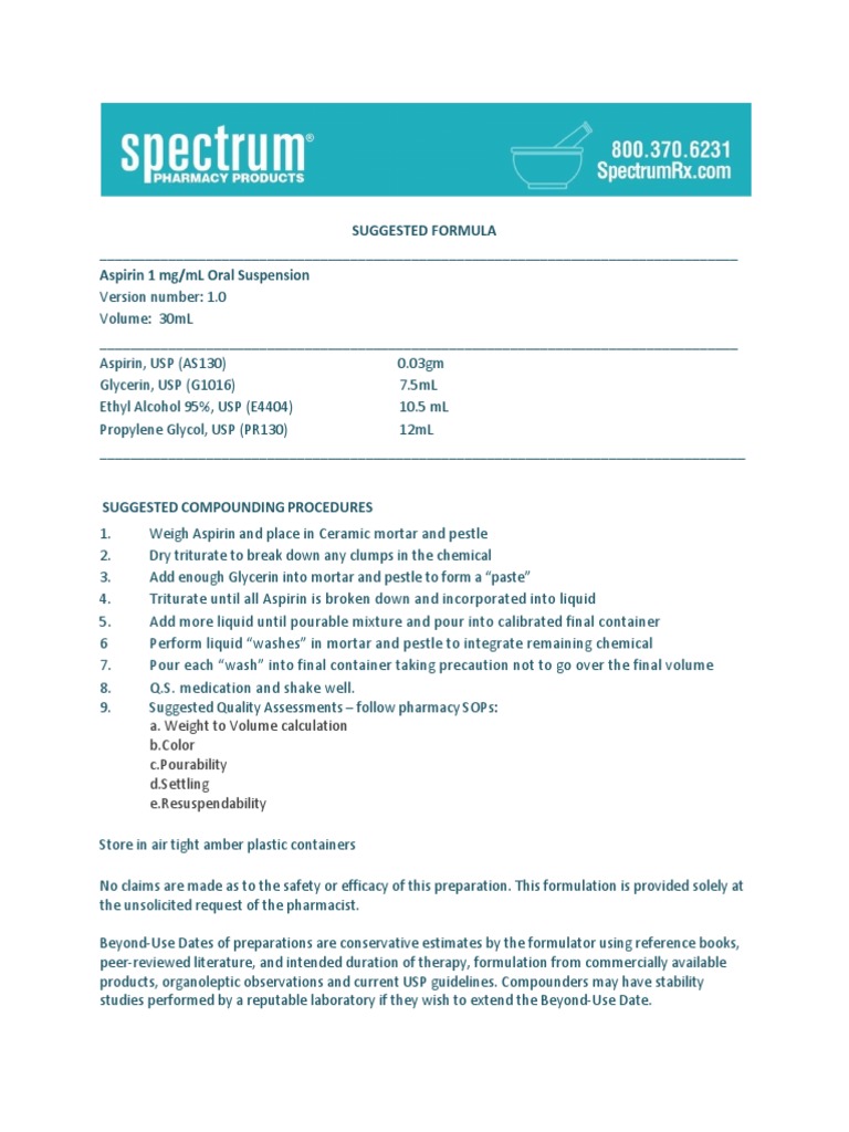 Aspirin Suspension PDF