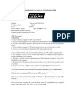 Supplier Questionnaire On Corporate Social Responsibility