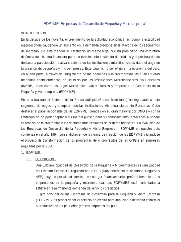 EDPYME PDF Bancos Sistema financiero