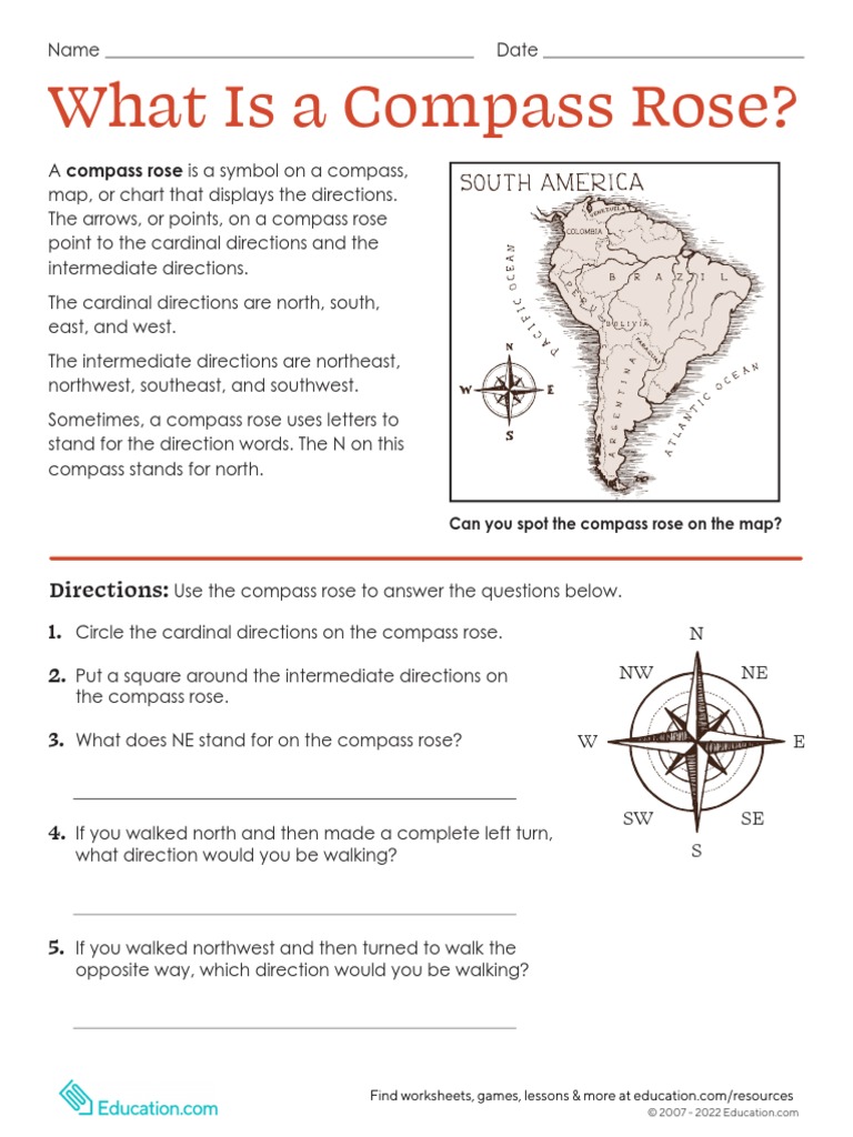 Compass Rose Text With Ex-S | PDF for Free Printable Compass Rose Worksheets