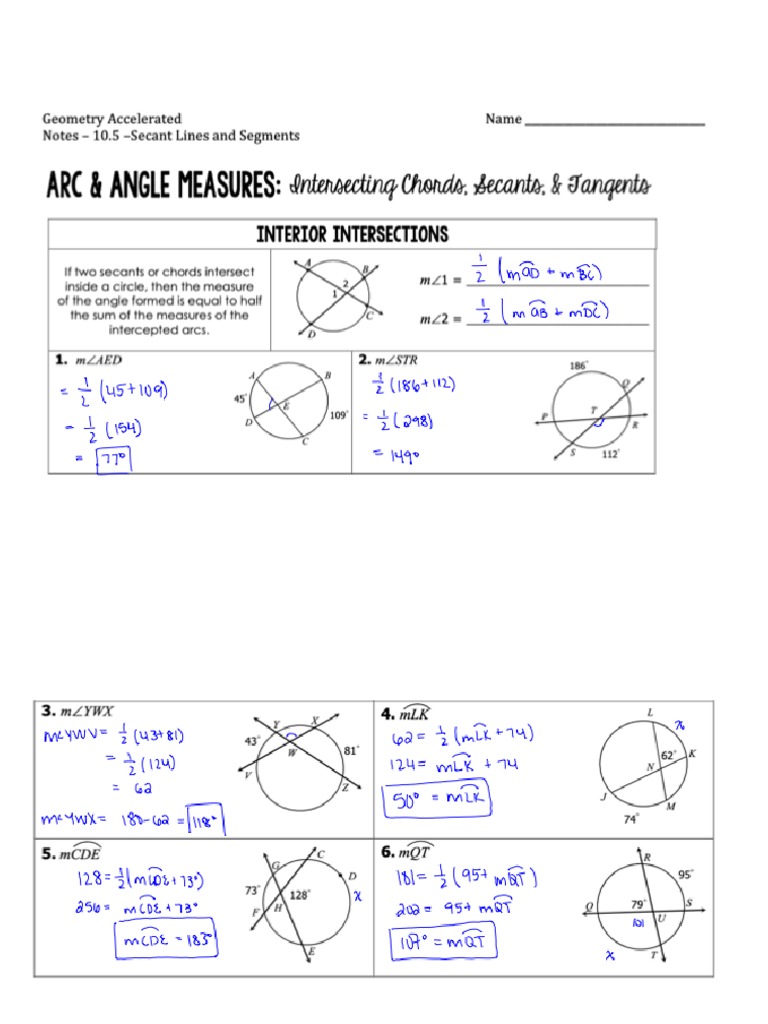 10.5 Notes KEY Geometry Accelerated | PDF