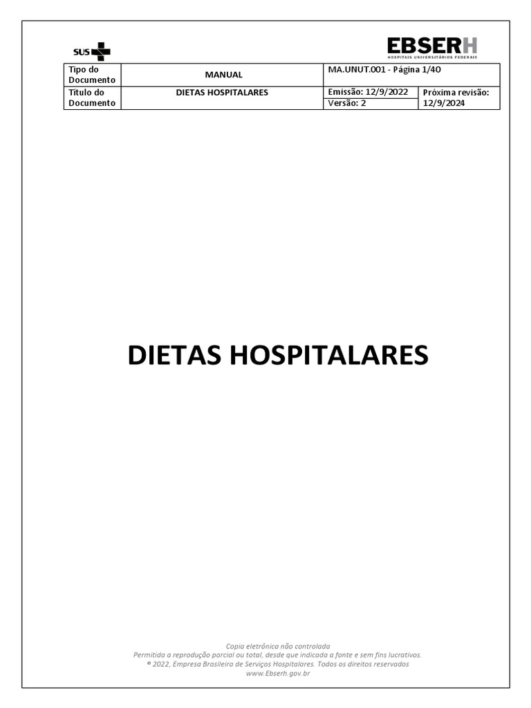 Dietas Hospitalares Pdf Alimentos Nutrição