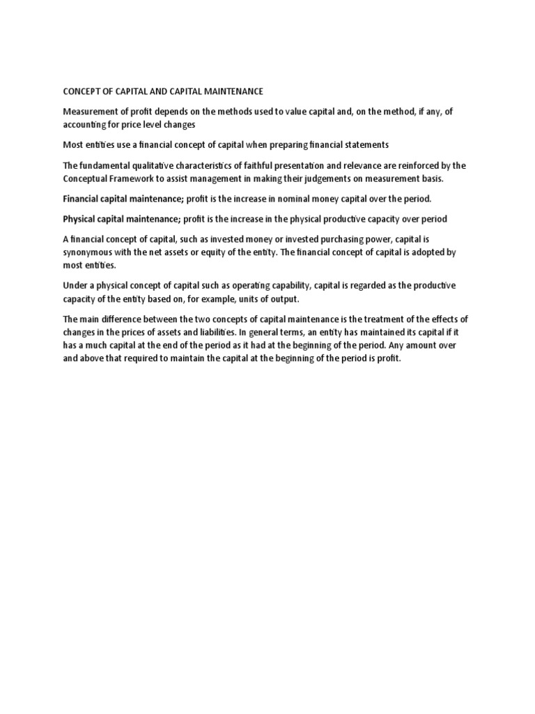 Concept of Capital and Capital Maintenance | PDF