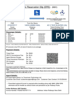 Electronic Reservation Slip (ERS) : 2743379717 14033/JAMMU MAIL Ac 3 Tier Sleeper (3A)