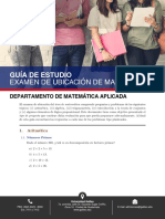 Examen de Colocación de Matematicas