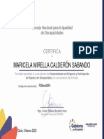 Lic. Maricela Mirella Calderón Sabando Certificado