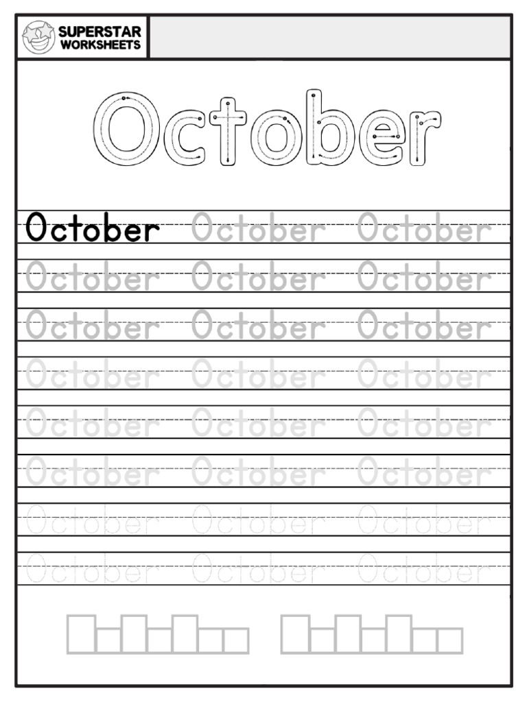 Handwriting Worksheet October PDF