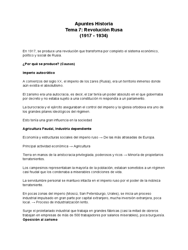 Causas y Desarrollo de la Revolución Rusa | PDF | Vladimir Lenin ...