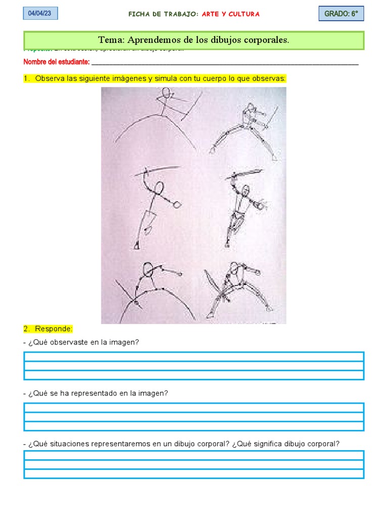 Ficha de Trabajo: Dibujo Corporal 6° | PDF | Crecimiento personal y ...