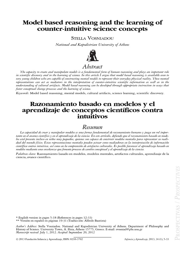 Vosniadou 2013 model based reasoning pdf ciencia cognitiva science