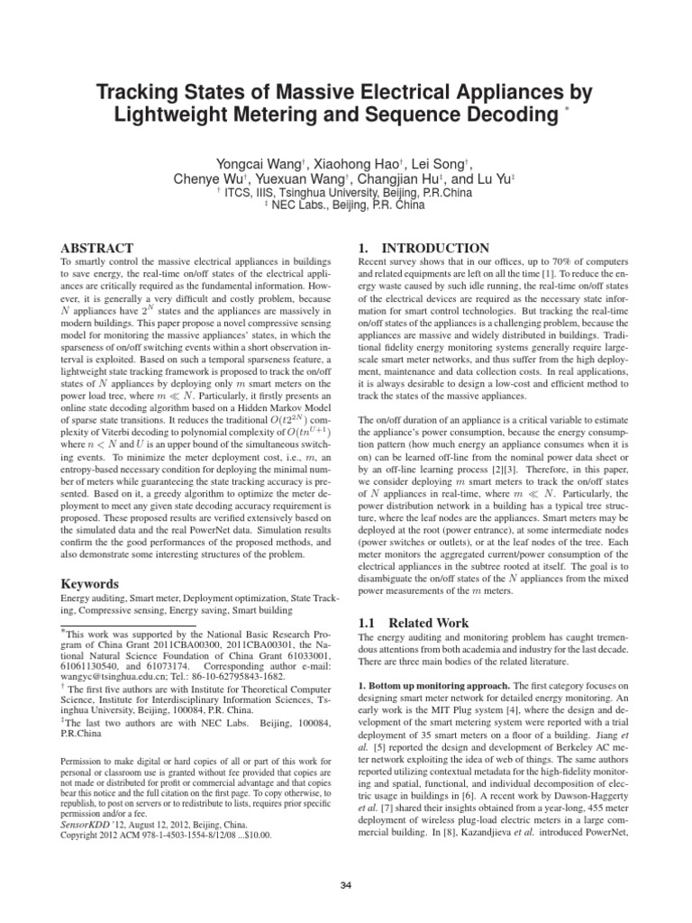 Tracking States of Massives Electrical Appliances PDF Markov Chain