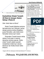 Edisi 19 - Keshahihan Shalat Tarawih 20 Raka'at Dengan Salam Setiap 2 Raka'at