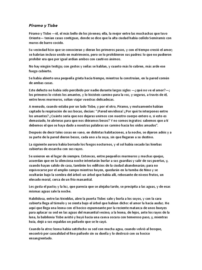 Píramo y Tisbe | PDF
