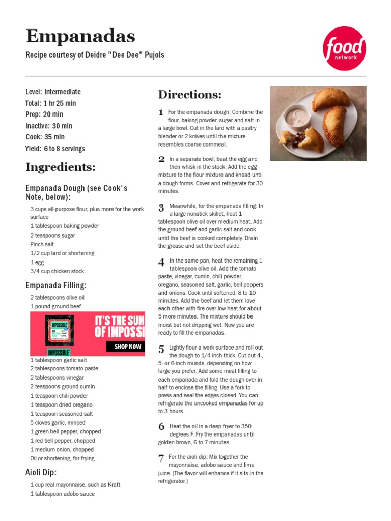 Empanadas Recipe Pdf Foods Cuisine