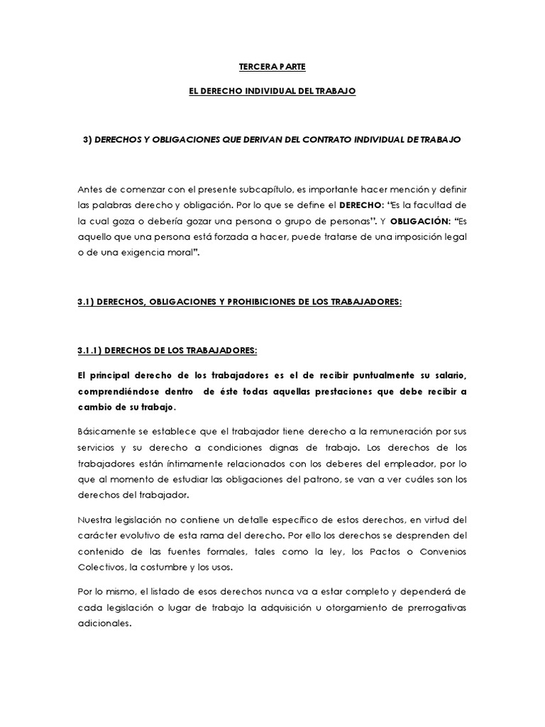 Derechos y Obligaciones Laborales | PDF | Salario | Derecho laboral