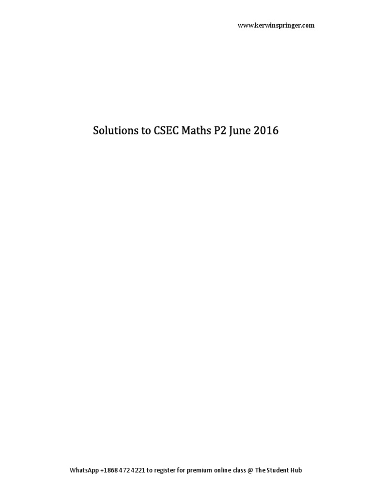 CSEC Maths P2 June 2016 Solutions | PDF | Circle | Triangle