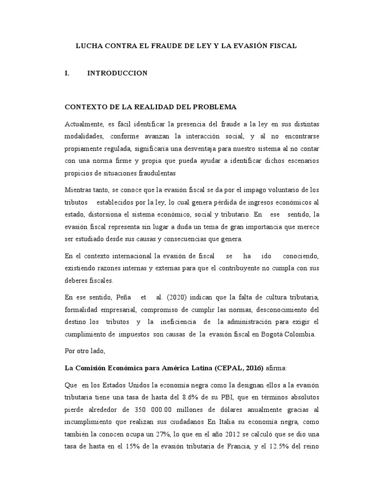 Lucha Contra El Fraude De Ley Y La Evasión Fiscal Pdf Evasión De