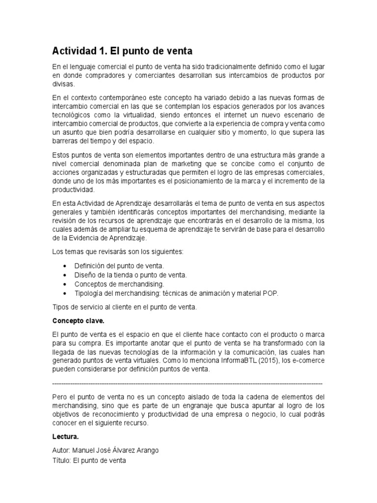 Definición y evolución del punto de venta | PDF | Marketing ...