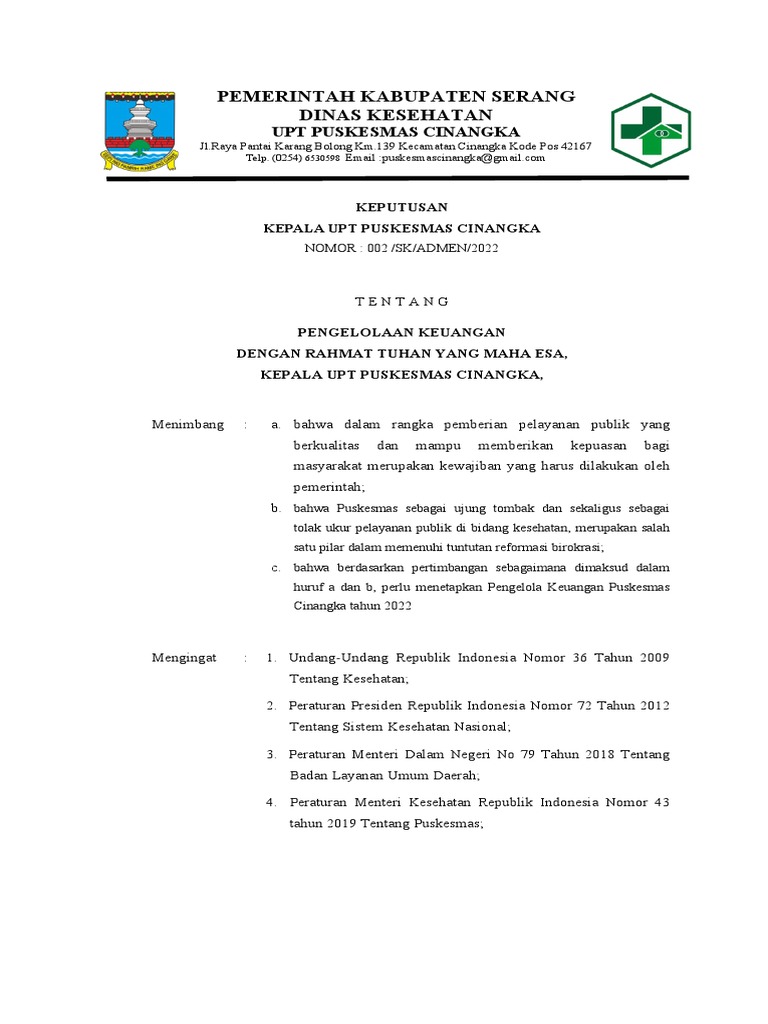 Sk Pengelola Keuangan 2022 Pdf