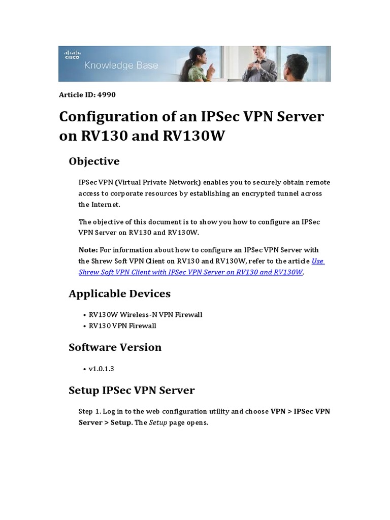 4990 - Configuration of An Ipsec VPN Server On Rv130 and Rv130w | PDF ...