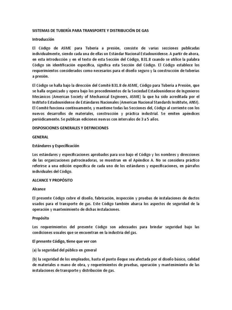 Sistemas de Tubería para Transporte y Distribución de Gas | PDF
