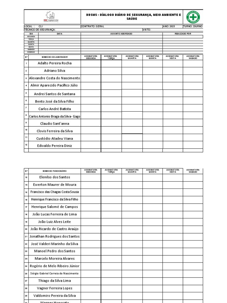 DDS: Segurança Diária dos Colaboradores | PDF