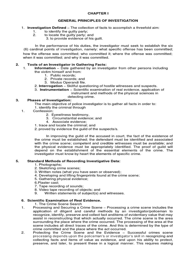 General principles of investigation pdf crime scene search warrant