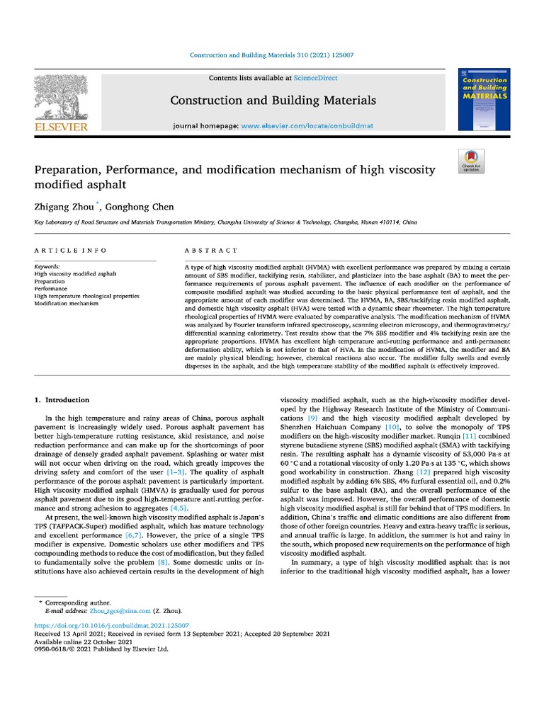 Preparation, Performance, and Modification Mechanism of High Viscosity ...