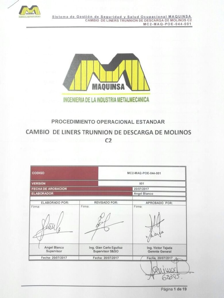 PETS Cambio de Liner de Trunnion de Molinos PDF Seguridad y salud ocupacional Soldadura