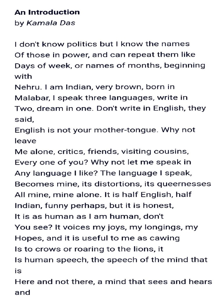 Introduction by Kamala Das PDF