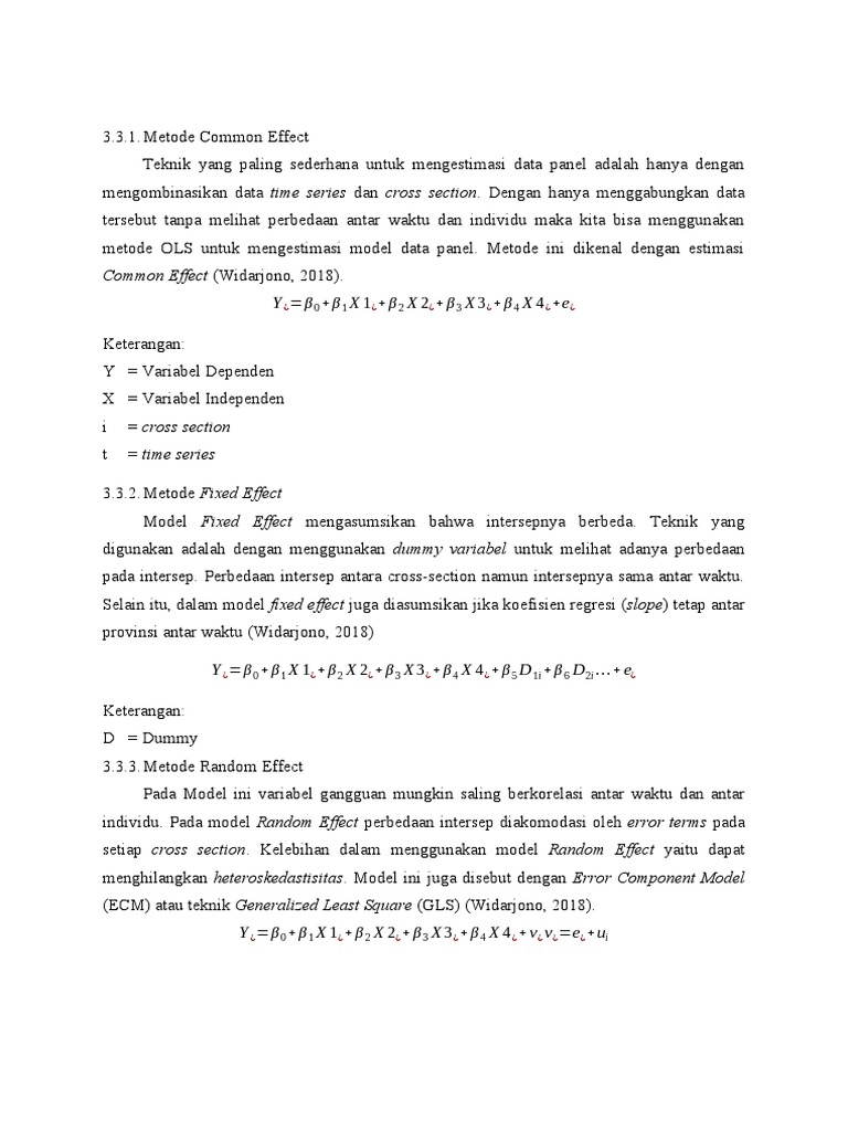 Metode Estimasi Common Effect | PDF