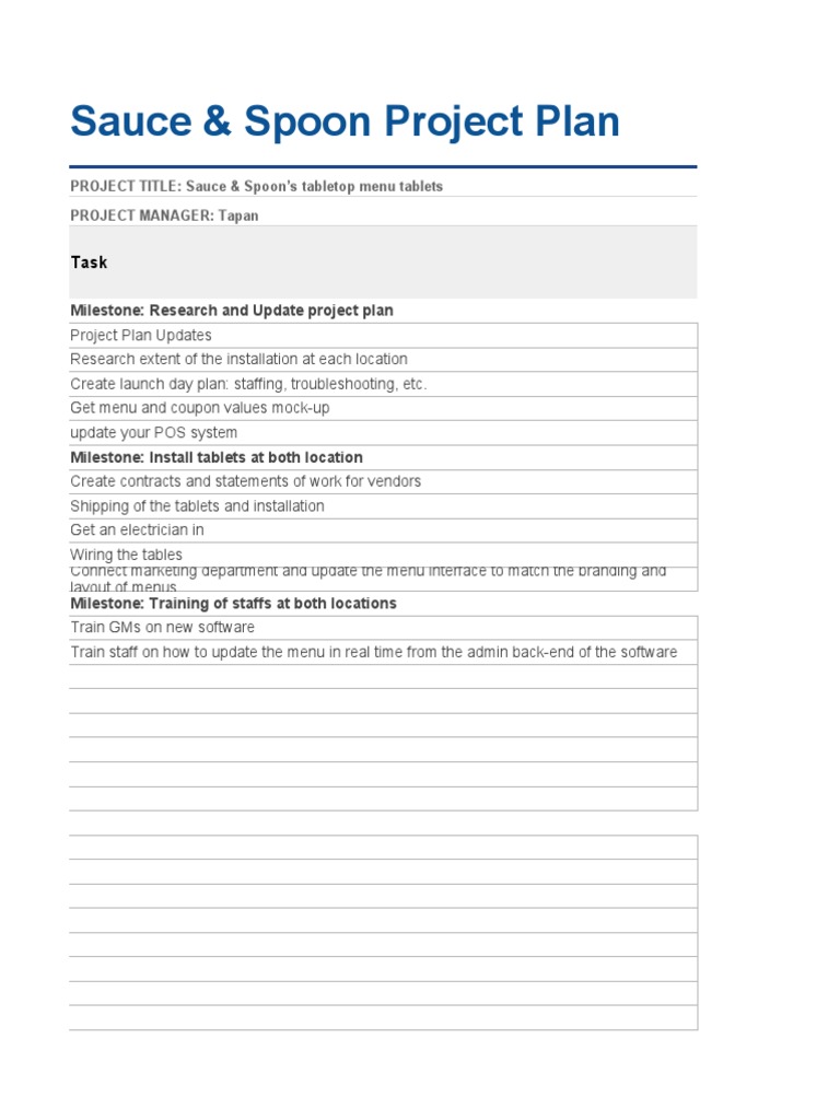 Project Plan Sauce & Spoon PDF