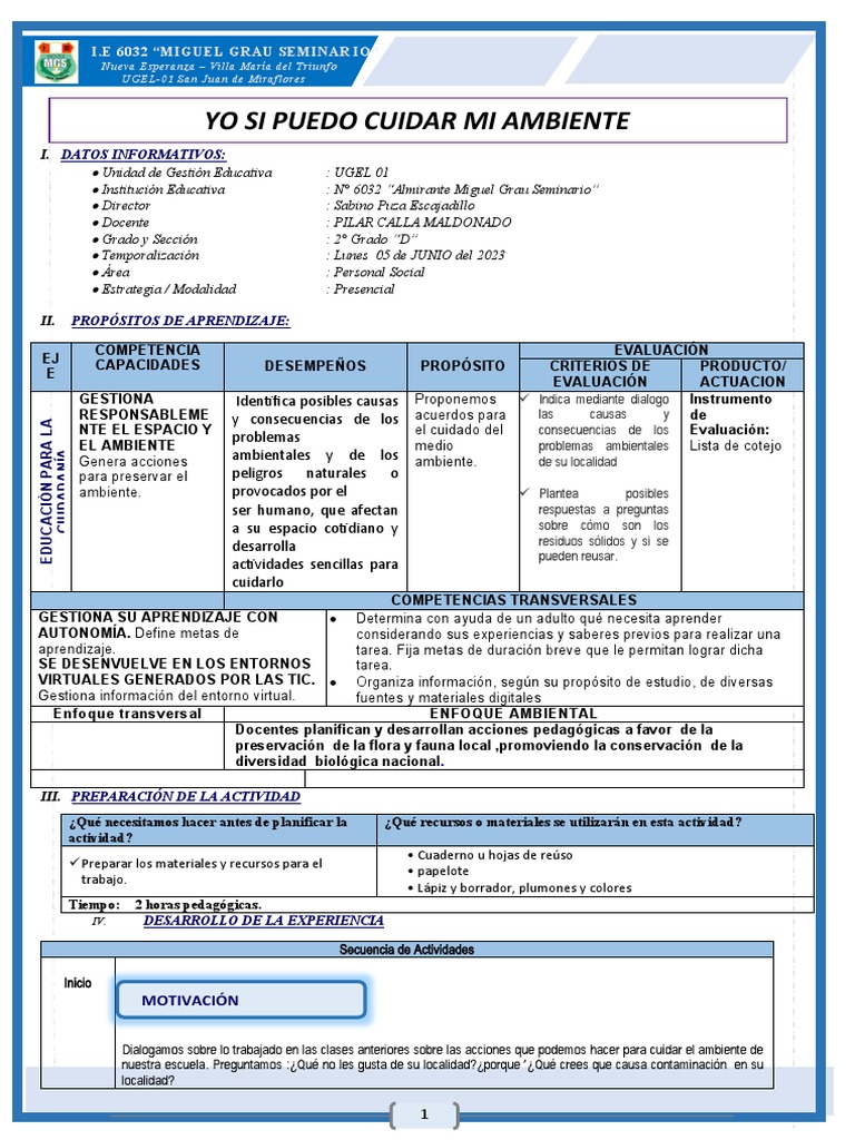 Acciones para Cuidar el Medio Ambiente | PDF | Residuos | Evaluación