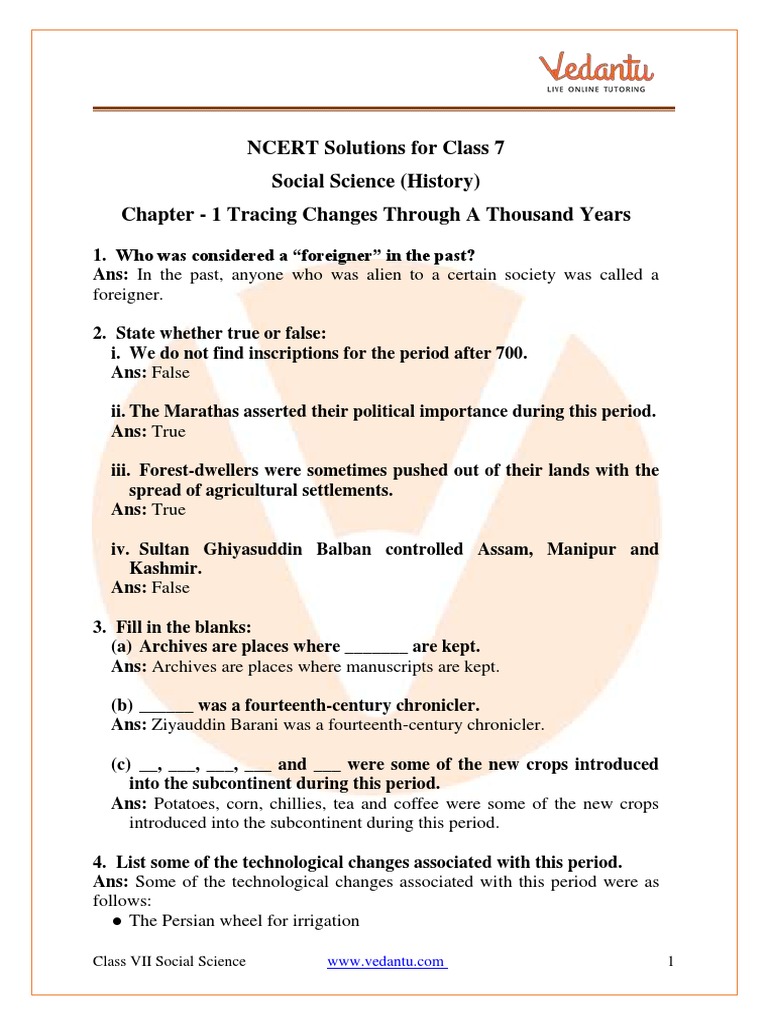 Class 7 Social Science Chapter 1 Notes | PDF | South Asia | Asia