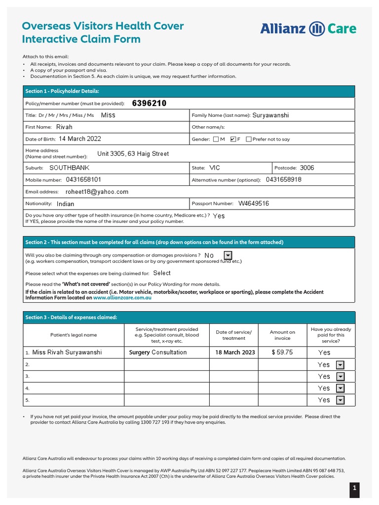 OVHC Claim Form Instructions | PDF | Business