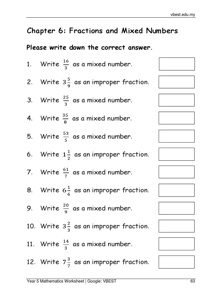 6 Fractions and Mixed Numbers | PDF | Signal Processing | Naming ...