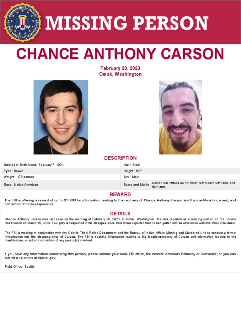 Missing Person: Chance Anthony Carson | PDF