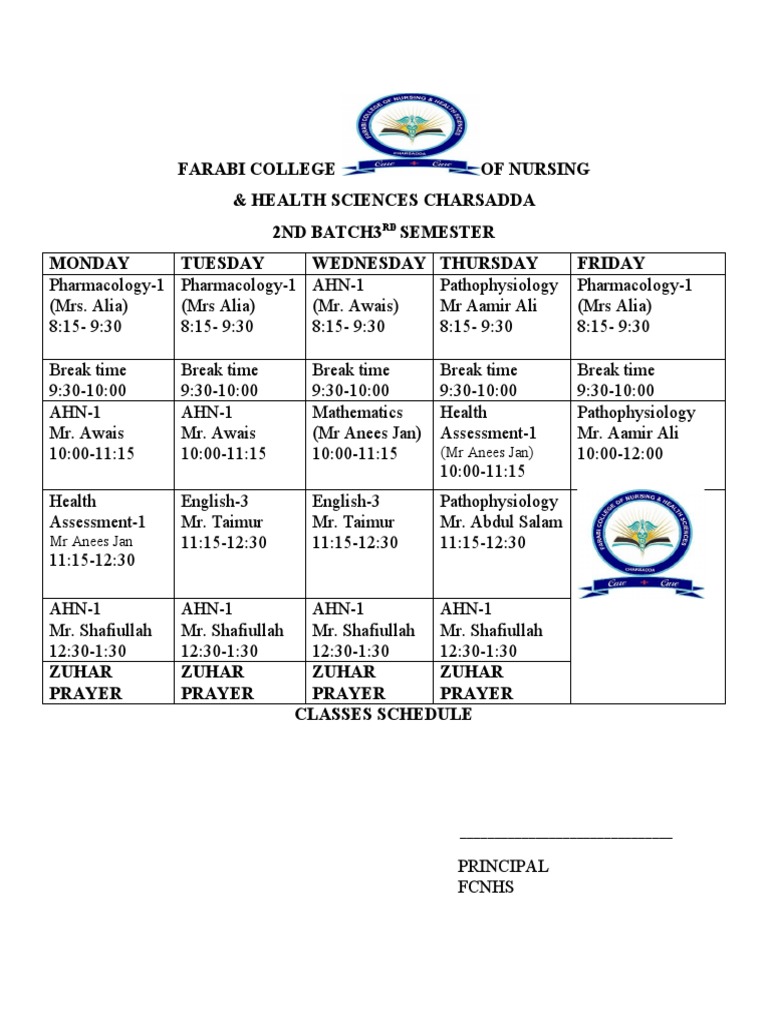 3rd Semester Schedule | PDF