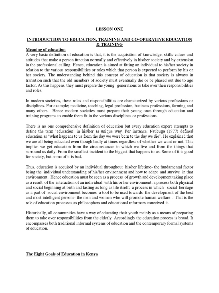 Introduction To Co Operative Education And Training Part One Pdf