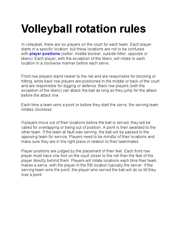 Volleyball rotation rules | PDF