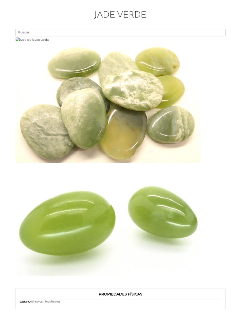 Propiedades y Usos del Jade Verde | PDF | Minerales | Mineralogía