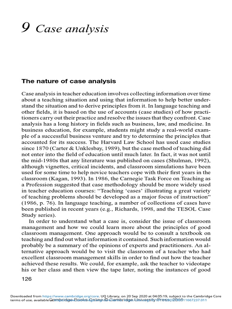 13 0 Pp 126 142 Case Analysis Pdf Teachers Learning