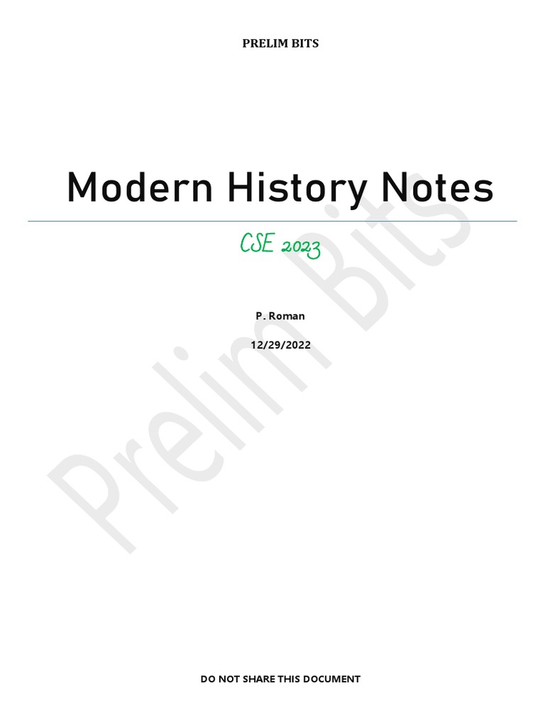 Modern History Notes 2023 PDF