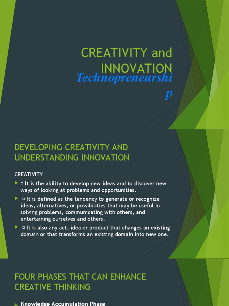 Enhancing Creativity for Innovation | PDF | Creativity | Entrepreneurship
