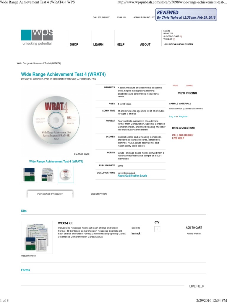 Wide Range Achievement Test Pdf Free Download