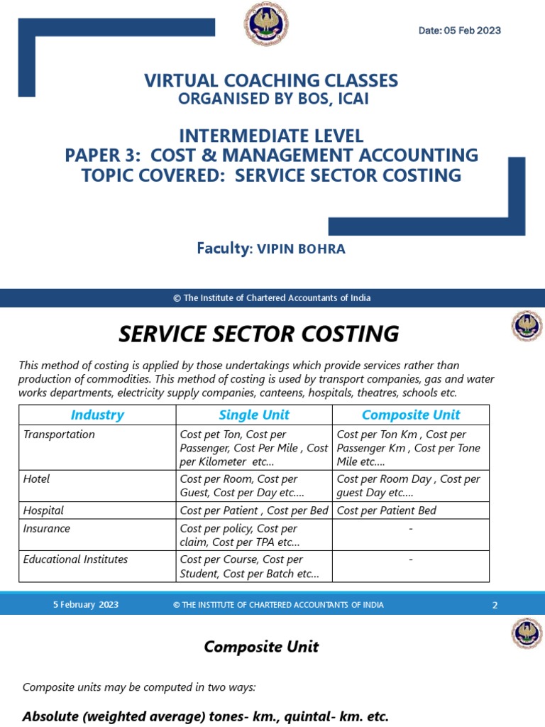 Service Sector Costing for Management Accounting | PDF