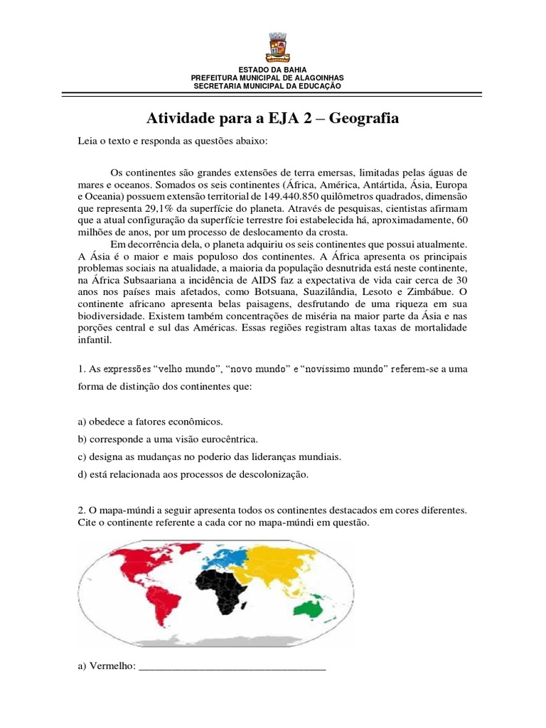 Atividade-para-a-EJA-2-Geografia | PDF