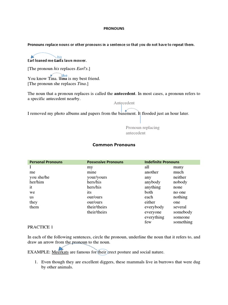 Pronouns Pdf